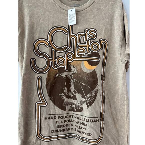 NWOT Chris Stapleton Graphic Tee Retro Tour Songs T-Shirt Men’s L Tan - Picture 4 of 9